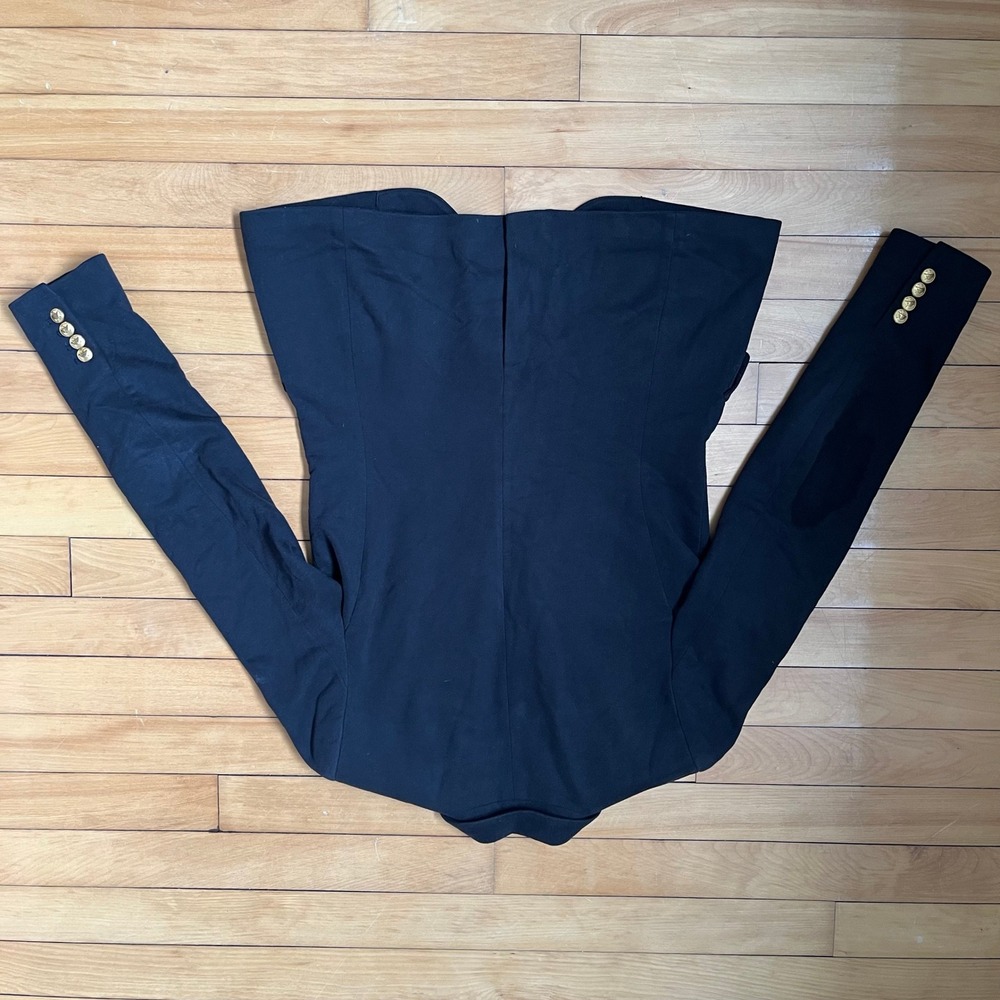 Polo Ralph Lauren Navy Blue Knit Crest Blazer Gold Bullion Embroidery Size 4 - Picture 12 of 12